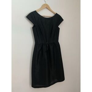 Alfred Sung Satin Twill Cocktail Dress Sz 6 Black Pockets Party LBD Jackie O CBK